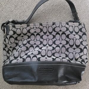 Coach Signature Black and Gray Shoulder Bag